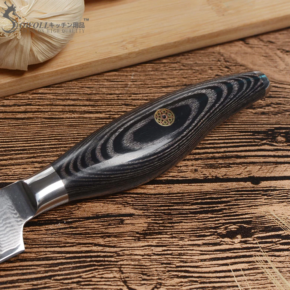 Sowoll Japanese 67 Layers Damascus Steel Kitchen Knife Paring Utility Slicing Chef Meat Cleaver Black Color Wood Handle | Дом и сад