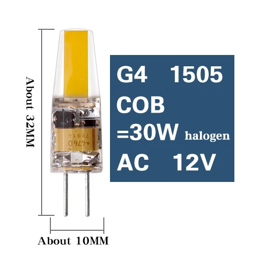 G4 1505 COB 3W AC12V Led G4 COB SMD заменить галогенные осветительные лампы G9 E14 лампа Bombillas затемнения AC DC 12 В 220 В 3 Вт 6 Вт 9 Вт прожектор люстра - Испускаемый цвет: G4 1505 COB 3W AC12V
