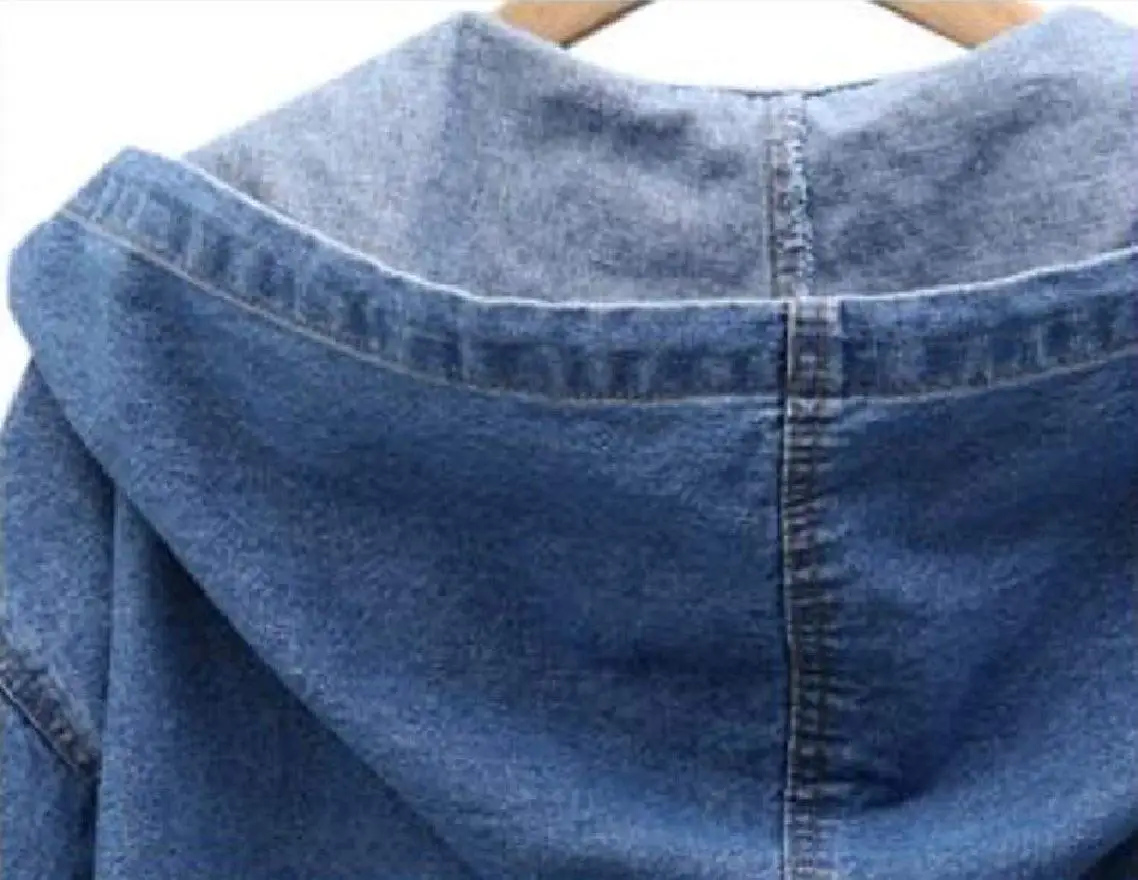 Женские классические с длинным рукавом Жан Промытые Hoodie джинсовая куртка |