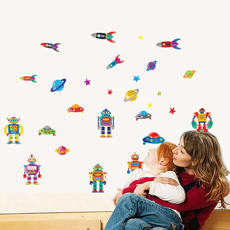 DIY красочный мультяшный робот летающая тарелка ракета домашний декор настенные