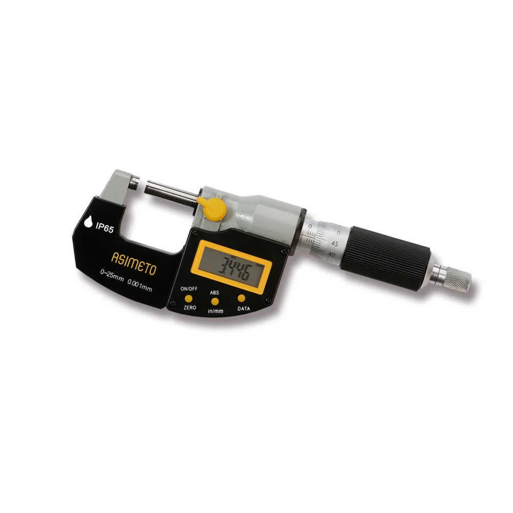 

Цифровой наружный микрометр ASIMETO диапазон измерения 0-25 мм/0-1 дюйм Разрешение 0,001 мм/.00005 дюйма 105-01-4 IP65