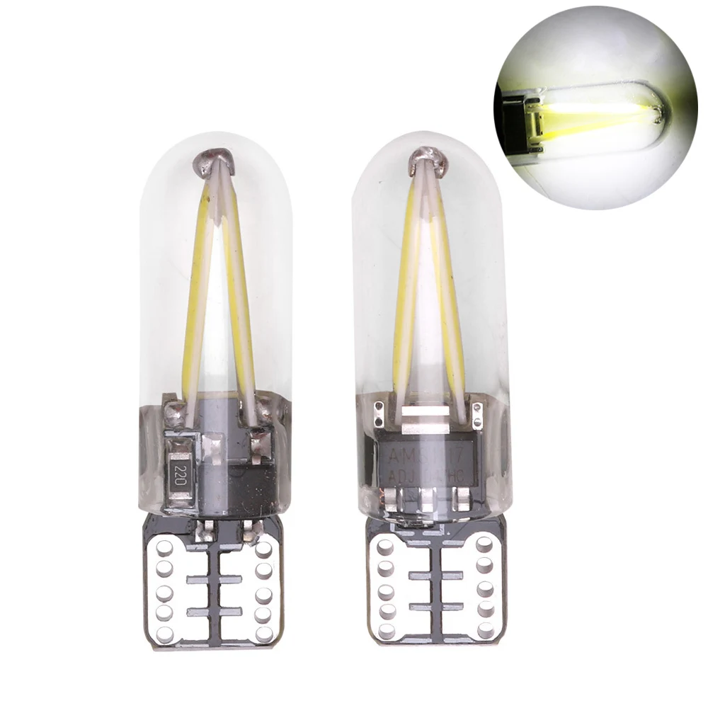 Отражатели 2 шт мощностью 12 V для автомобилей W5W Led T10 Cob лампа накаливания Стекло