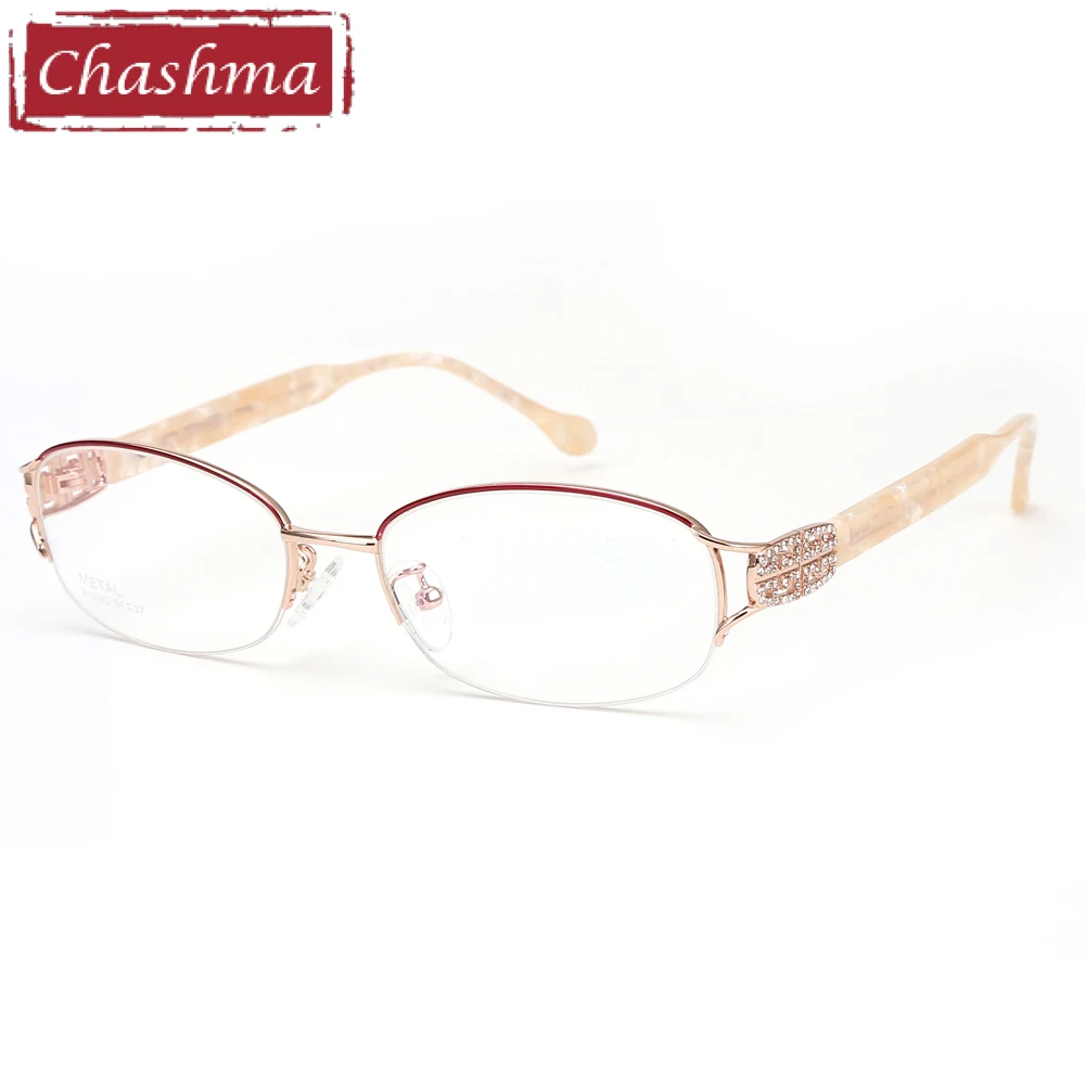Chashma แฟชั่นไทเทเนียมกรอบ Lentes Opticos Gafas คุณภาพสูง Designer กรอบแว่นตาแสงแว่นตา Rhinestone ผู้หญิง