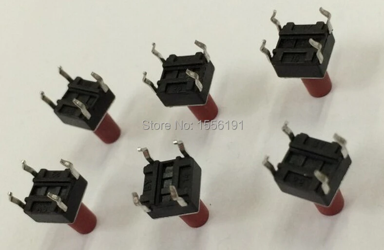 100pcs 6*6*9.5mm 4pin Tactile Push Button Switch Horizontal Direct plug-in button Red Key switch | Обустройство дома
