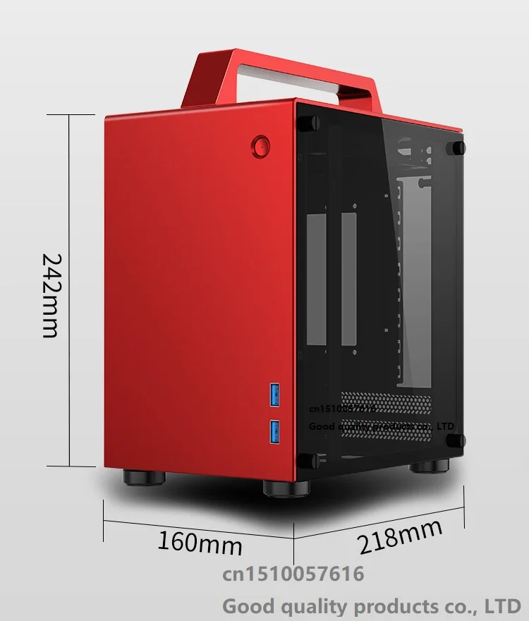 Jonsbo красный T8 ITX портативный мини алюминиевый корпус боковой прозрачный