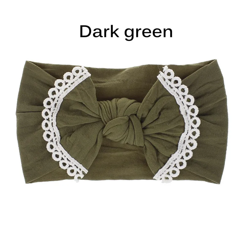 dark green Модные Ободки для девочек с бабочками с отделанным узлом, бант для волос нейлоновая повязка для волос/бант/ободок с помпонами детская головная повязка с узлом на макушке помпон - Цвет: dark green