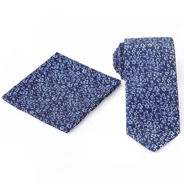 WTHS-015 tie set Tailor Smith Necktie and Hankerchief Set Dot Animal Wolf Shark Floral Tie Set 7.5CM Microfiber Woven Suit Tie with Pocket Square - Color: WTHS-015 tie set