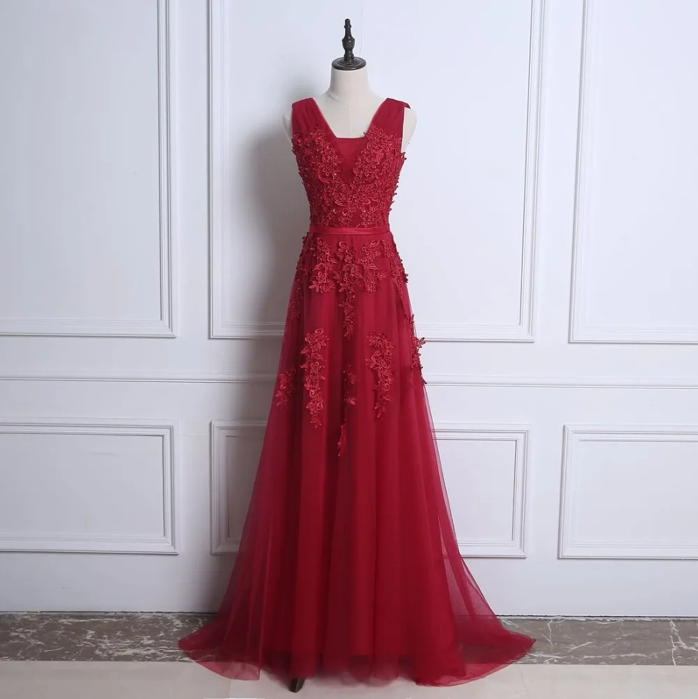NOBLE WEISS Robe De Soiree красное вино с аппликацией бисером Длинные вечерние платья для