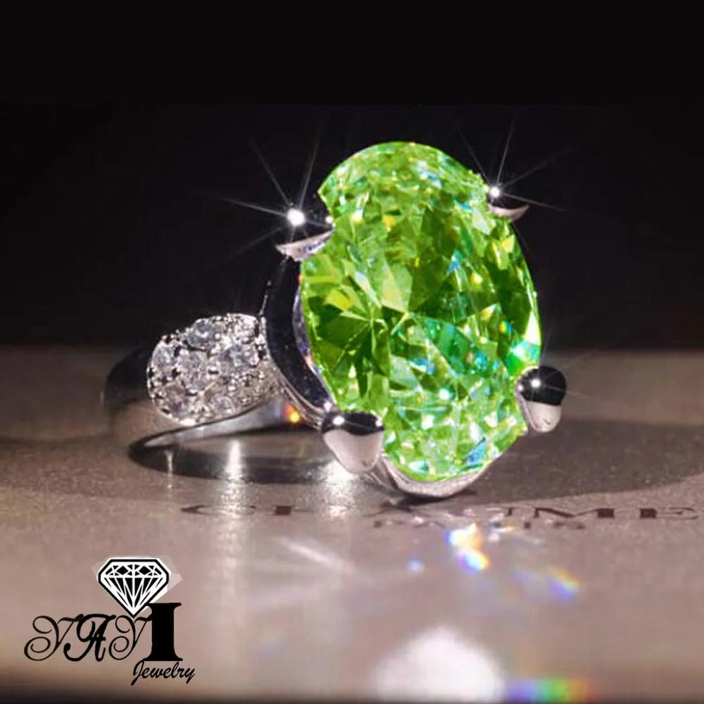 Яйи Модные женские ювелирные изделия кольцо 8CT светильник зеленый циркон CZ цвета: