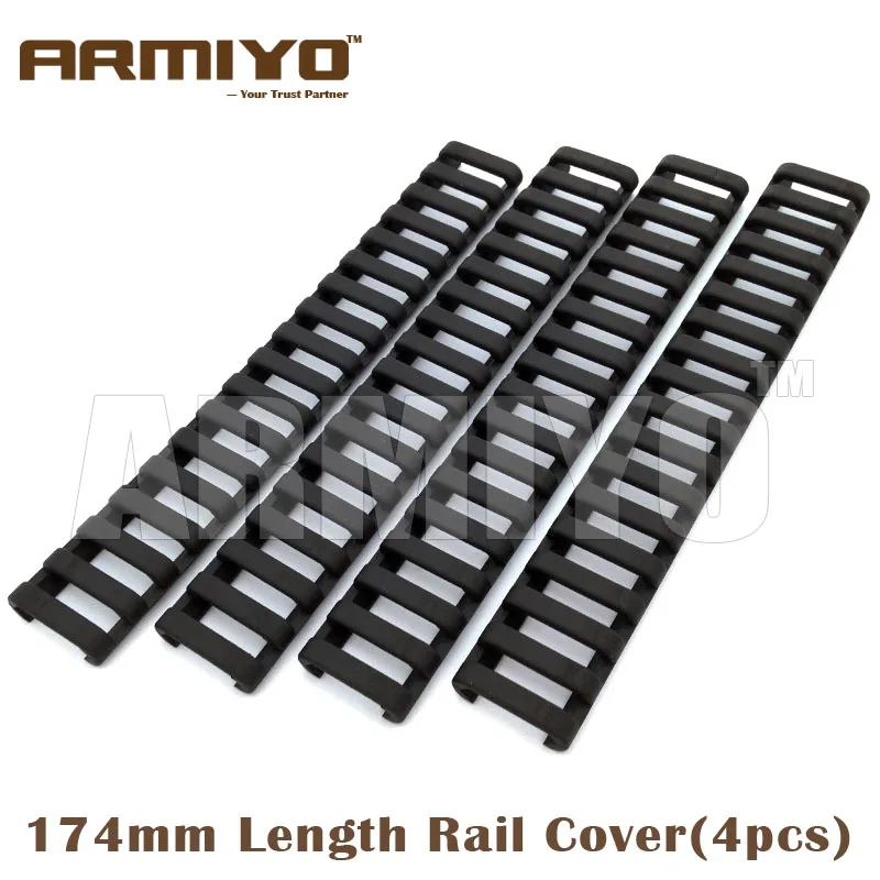 

Armiyo 18 Slot Snap on 7" 174mm Length Airsoft Ladder Rubber Handguard Protector Cover 20mm Rail Shooting Accessories 4Pcs/Set