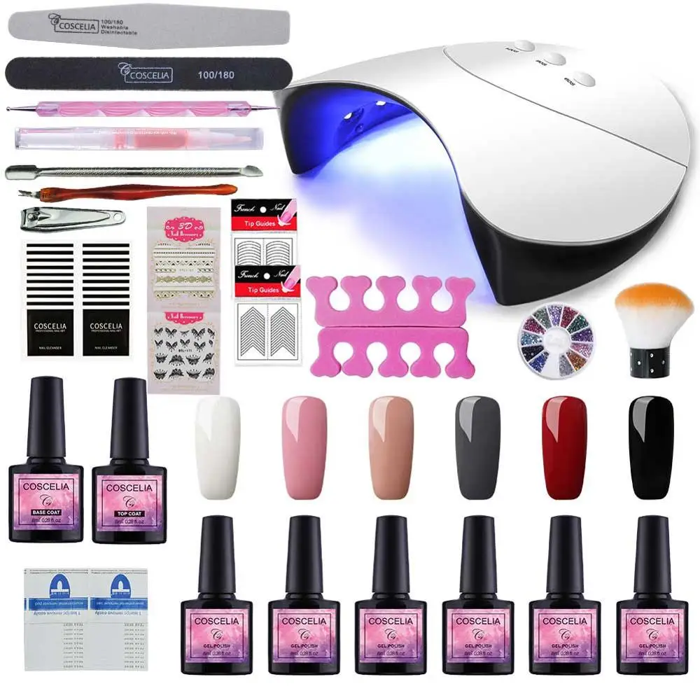 6 colors kit 36 Вт УФ светодиодный набор гелевых ламп для ногтей маникюрный набор гель-лаков для ногтей инструменты для дизайна ногтей набор гель-лаков удлинитель кисточки для маникюра - Цвет: 6 colors kit