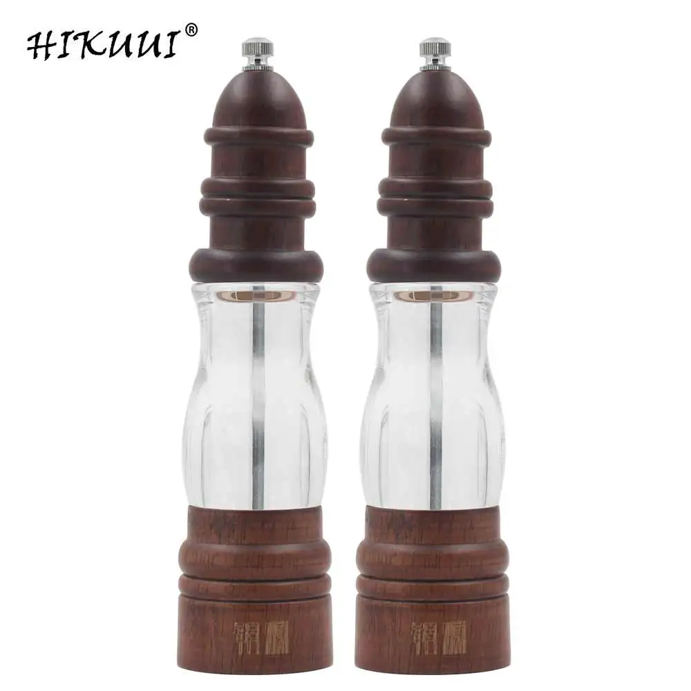 2PCS " 1 шт/2 шт/4 ПК акрил древесный перец мельницы соль и перец специя Мясорубка кухня визуальная мельница для специй керамический шлифовальный инструмент для приготовления пищи - Цвет: 2PCS