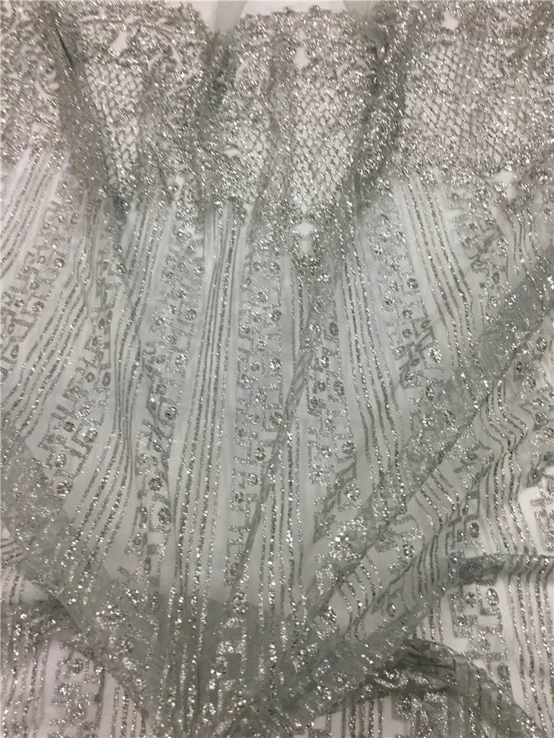 Высокое красивое H-1810142 серебряное блестящее Тюлевое Сетчатое кружевное платье с