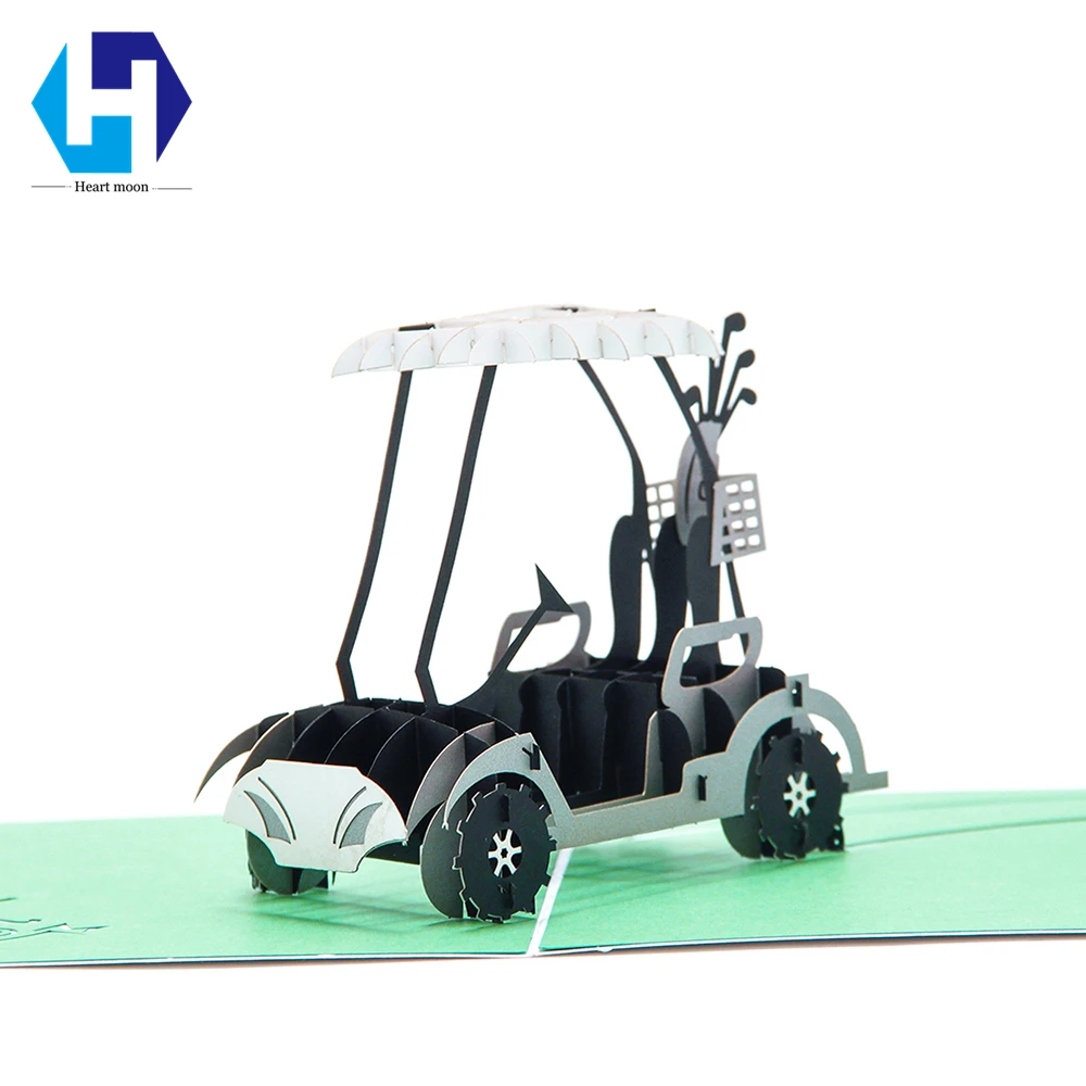 Golf cart dies 3D pop up поздравительная открытка лазерная резка конверт полые резные