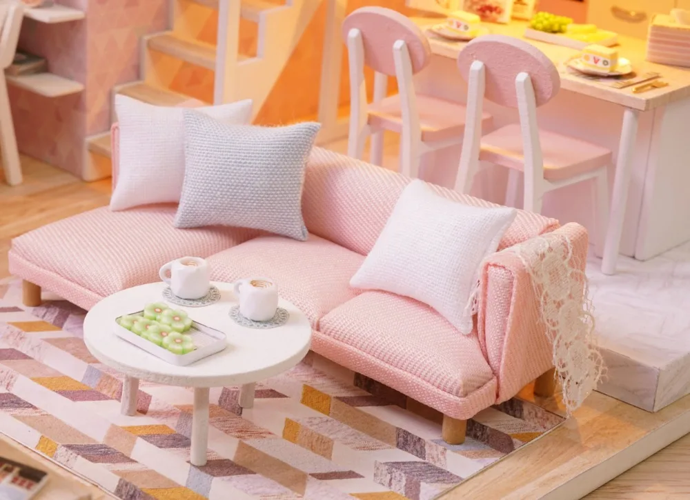 Милый дом семьи миниатюрный DIY Кукольный дом ручной сборки модель дома дети игрушки для детей деревянные игрушки Brinquedos