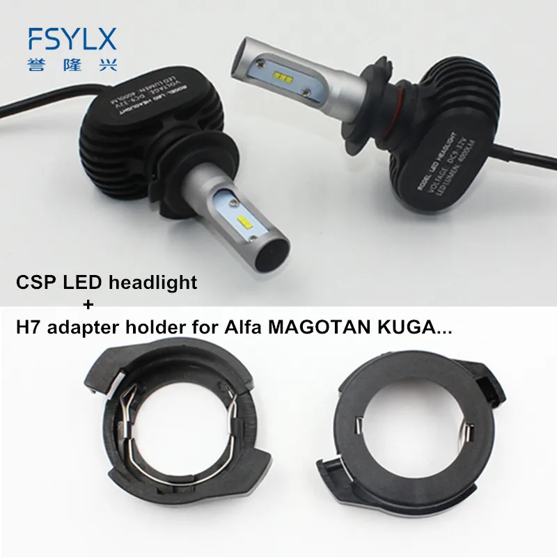 Светодиодная лампа для фар FSYLX H7 с держателем адаптера LED Renault Megane Alfa Romeo