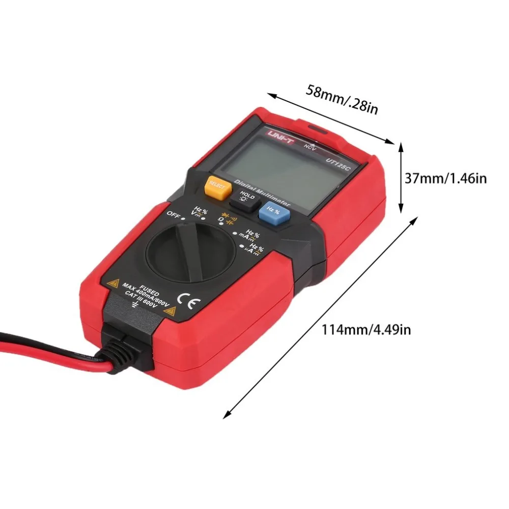 UT125c Цифровой мультиметр блок DC/AC напряжение измеритель тока ручной Амперметр Ом