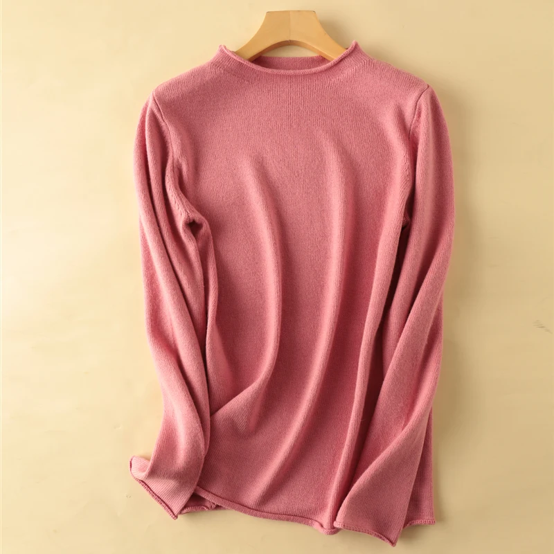 2019 New Thick High Quality Warm Female Women Cashmere Wool Sweater Pullovers Long Sleeve Half-high Collar Curling Solid Wild | Женская