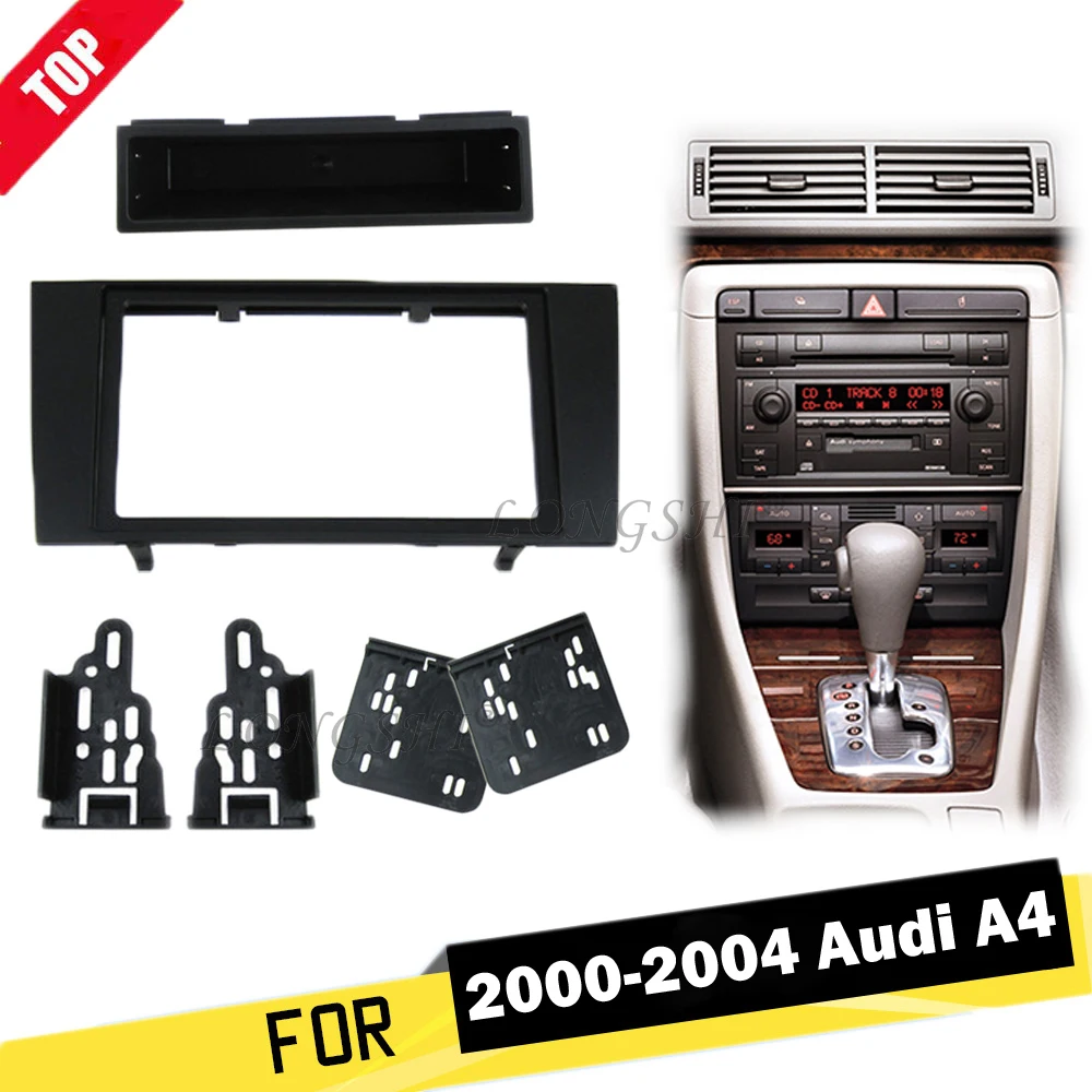 LONGSHI 173*98 мм двойной Дин радио фасции для Audi A4 2000-2004 2DIN Dash Mount Kit адаптер отделка Переходная панель рамка Dashboard2
