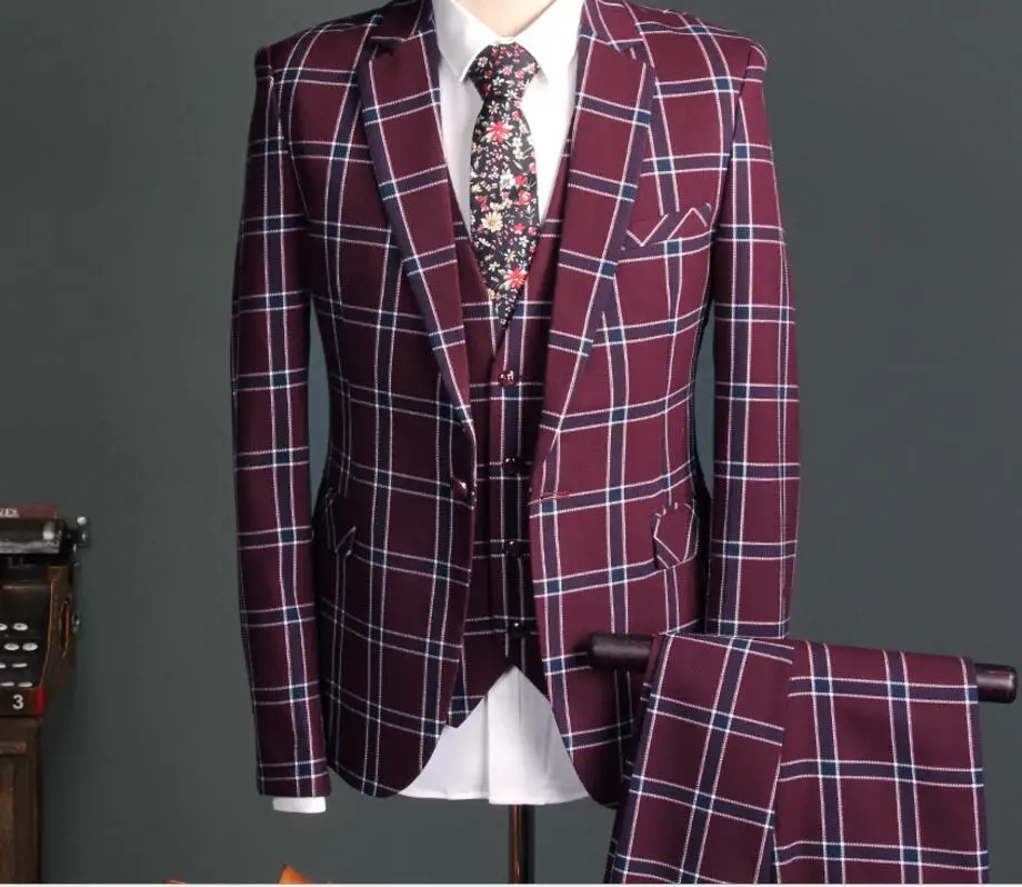 Твидовый синий клетчатый Мужской приталенный костюм на заказ смокинг в