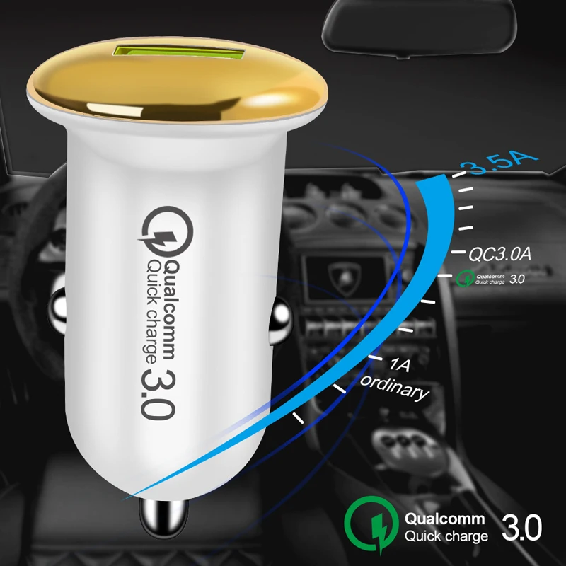 Быстрое Автомобильное зарядное устройство QC3.0 USB для iPhone Xiaomi Samsung зарядные
