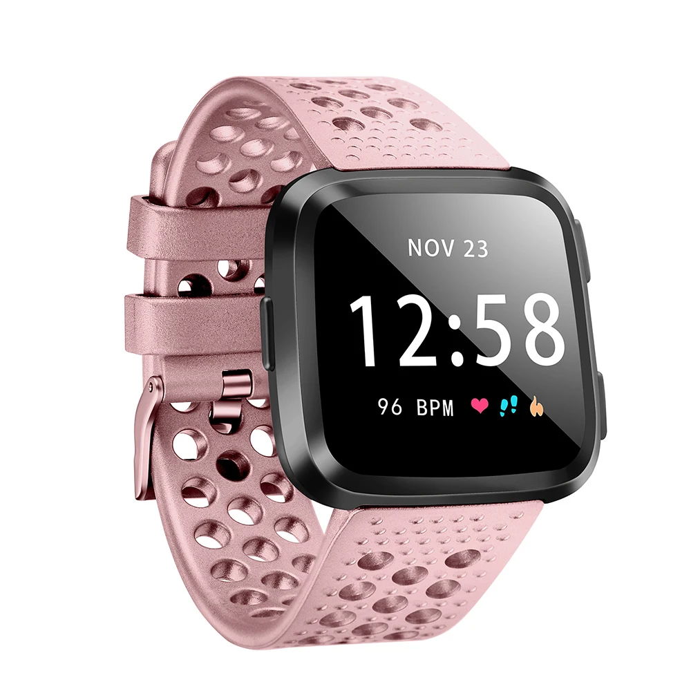 Силиконовые смарт-часы ремешок repelacement для Fitbit Versa Lite розовое золото мягкий