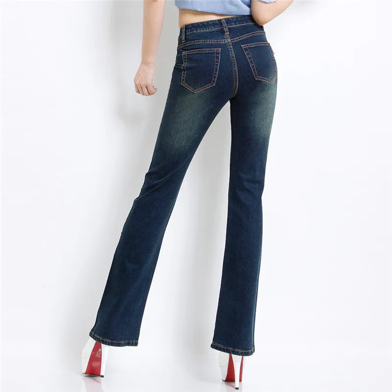 Джинсы женские расклешенные с вышивкой Роскошные брюки из денима вырезами