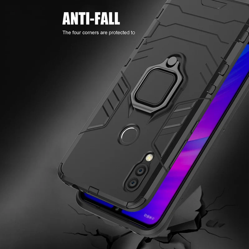 Бронированный чехол с кольцом для xiaomi redmi 8 магнитный автомобильный держатель
