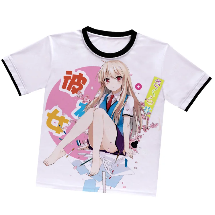 Футболка для активного отдыха с аниме девушка сакурасоу маширо Шиина белая