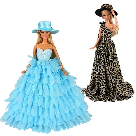 2 Dresses no doll Новейшая Горячая Ручная работа высокого качества детские аксессуары Одежда для кукол наряд платье для Барби Одежда для Кена кукла лучший подарок на день рождения DIY - Цвет: 2 Dresses no doll