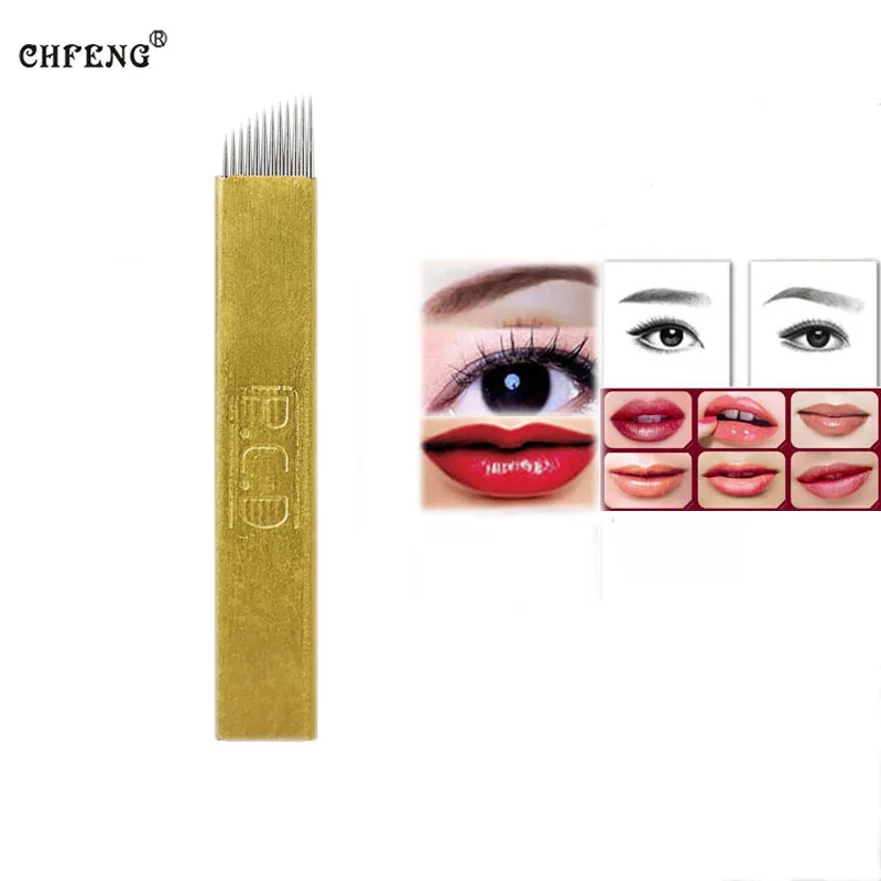 

Microblading Disposable Needles 50Pcs 12PCD Blades Permanent Makeup Eyebrow Lip Tattoo Supply for Tattoo Manual Pen Machine Ink
