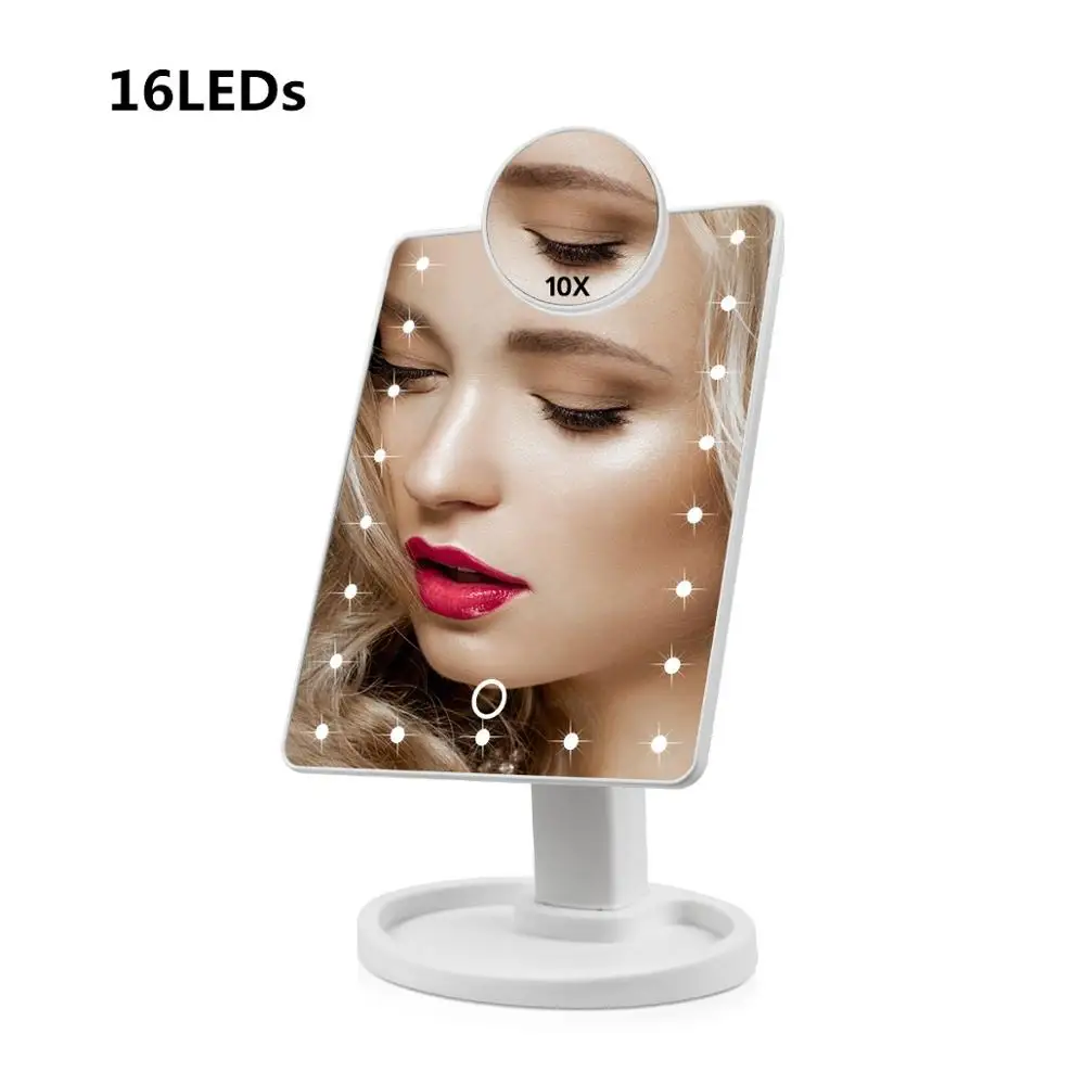 16 LEDs White Set 1X 10X Макияж Зеркало сенсорный экран светодиодный макияж свет туалетный столик зеркала Регулируемый Настольный туалетный свет для косметической красоты - Испускаемый цвет: 16 LEDs White Set