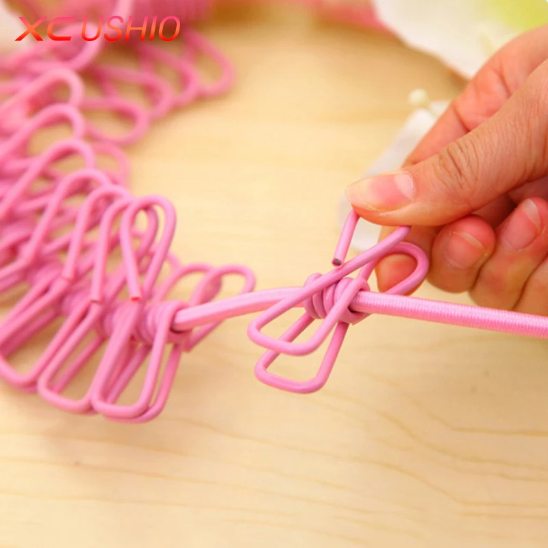 Открытый Отдых эластичный стиральная линия с 12 Зажимы путешествия Портативный