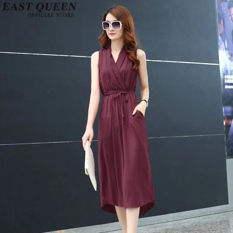 Женское платье без рукавов Повседневное с v образным вырезом летняя одежда