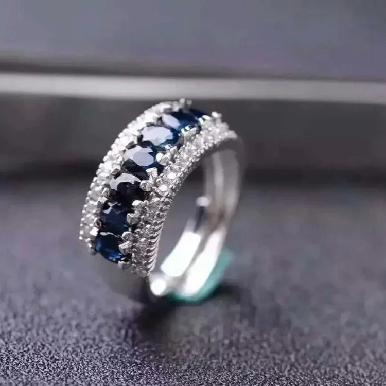 shilovem 925 silver sterling natural Natural sapphire Ring fine Jewelry party Customizable trendy open new j030401agl