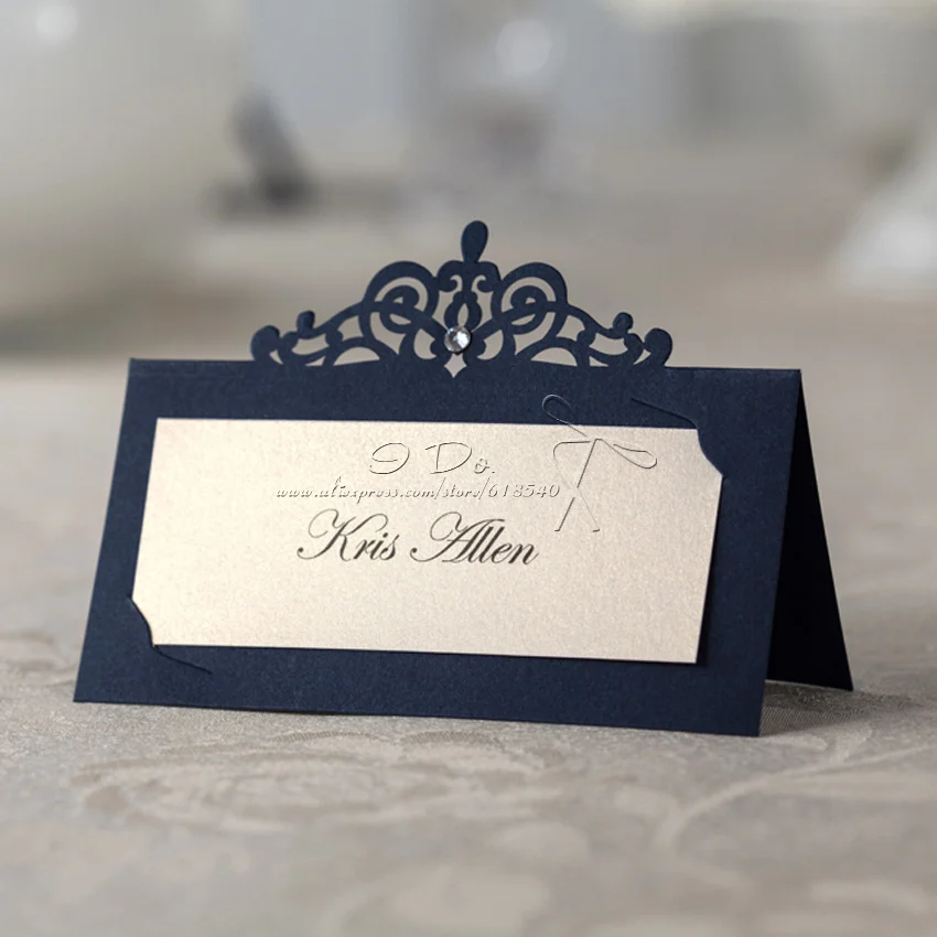 Бесплатная доставка 24CS Королевский синий место держателя карты Свадебные