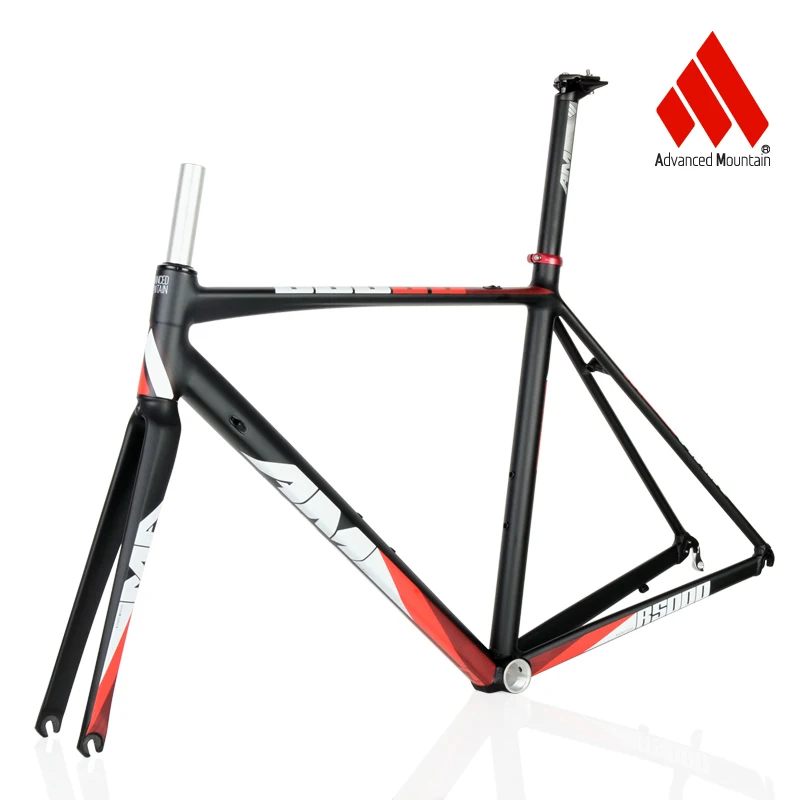 AM R5000 Lightweight Aluminium Alloy 700c Frame Carbon Fork 48/50/52cm Road Bicycle Racing Frameset - Цвет: Black Red