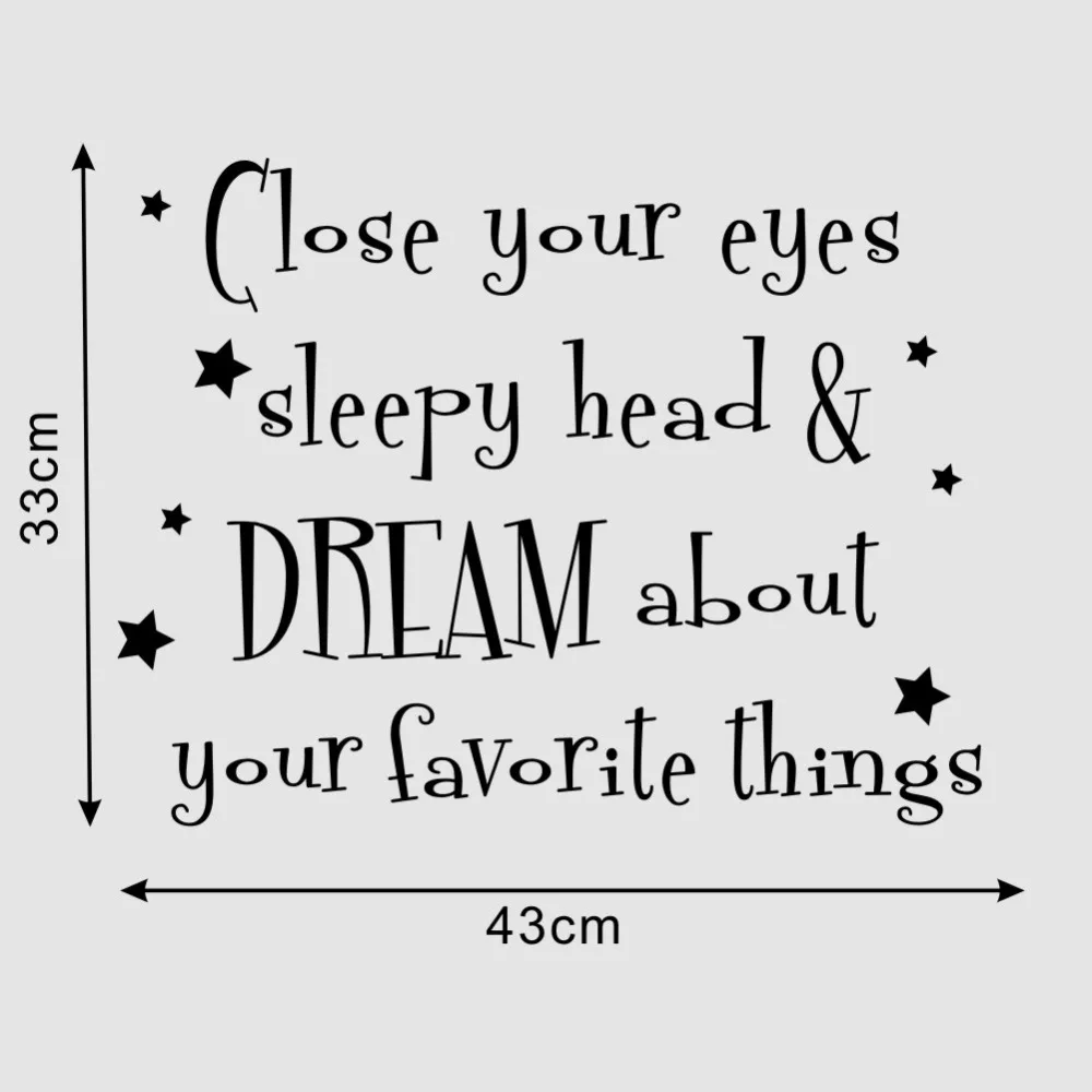 Close Your Eyes Sleepy Head Kids Quote Wall Art Letter Stickers for Home Decoration |