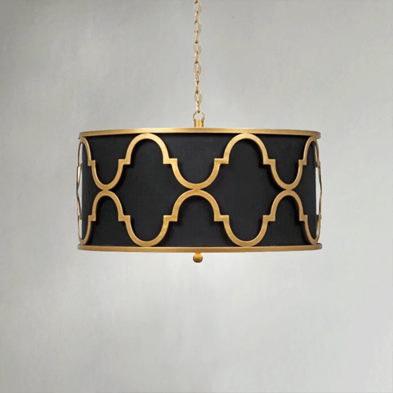 

American style retro Pendant Lights bedroom living restaurant Iron golden fabric pendant bag white/ black lamps LU628 ZL450 YM