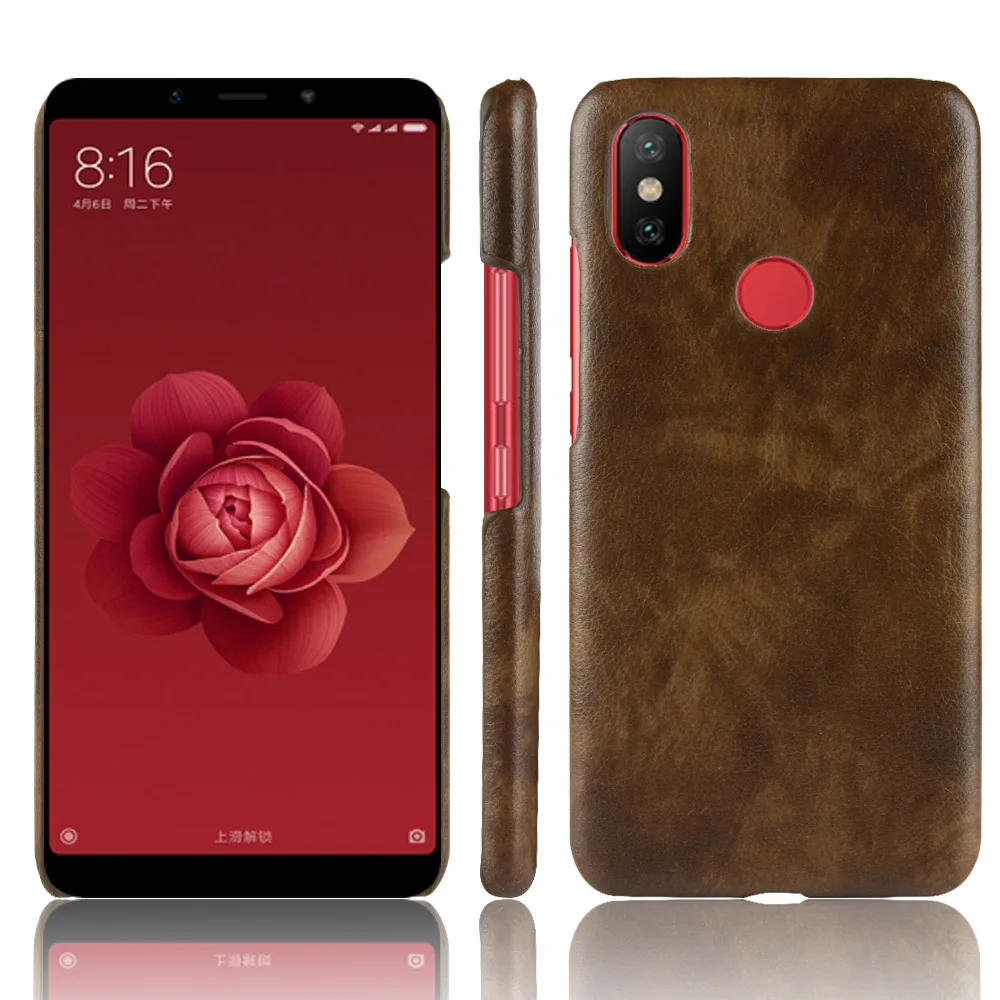 Litchi ретро кожаный чехол для XiaoMi 6X A2 кожного покрова ударопрочный жесткий корпус