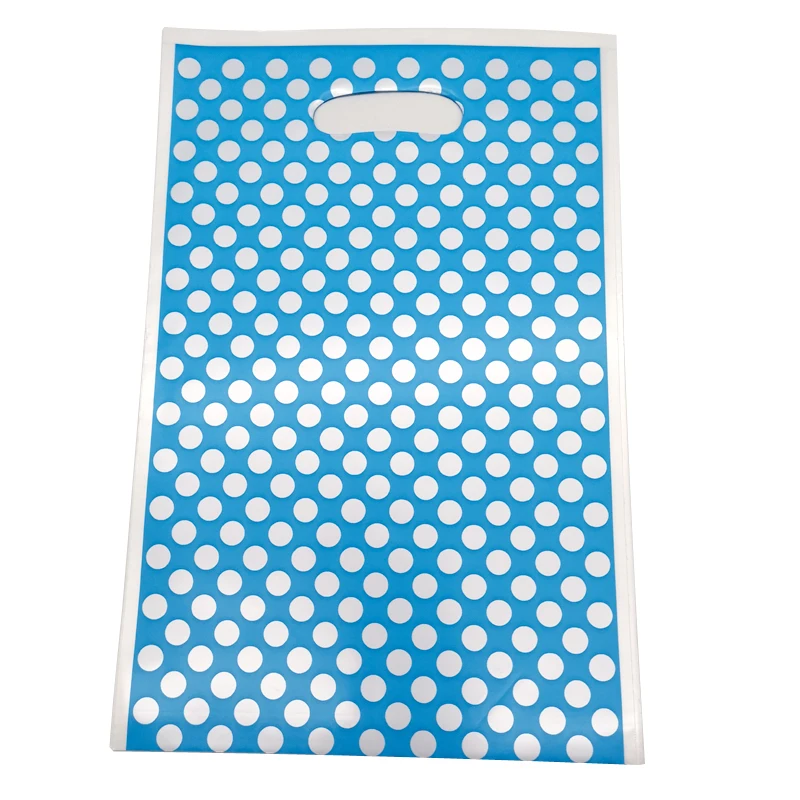 

20PCS Wedding Party Kids Favors Blue Polka Dots Theme Happy Birthday Decoration Plastic Gifts Bags Baby Shower Party Loot Bags