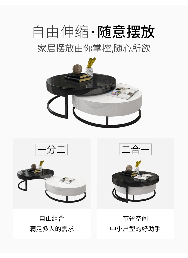 Louis fashion Coffee Tables Multifunctional creative whole glass round Nordic small living room tea TV cabinet combination