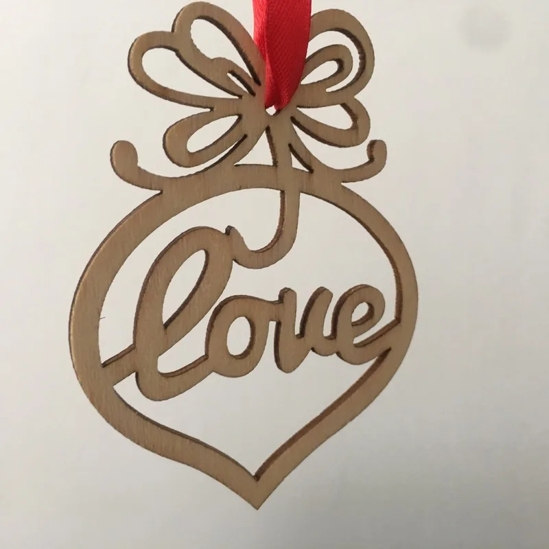 6 шт в форме сердца деревянные украшения Тэги любящее сердце орнаментом шпагат