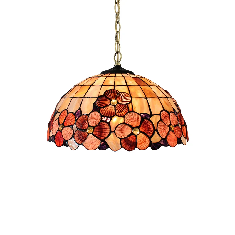 

European style Tiffany garden Mediterranean shell pendant light bedroom restaurant entrance porch hanging light