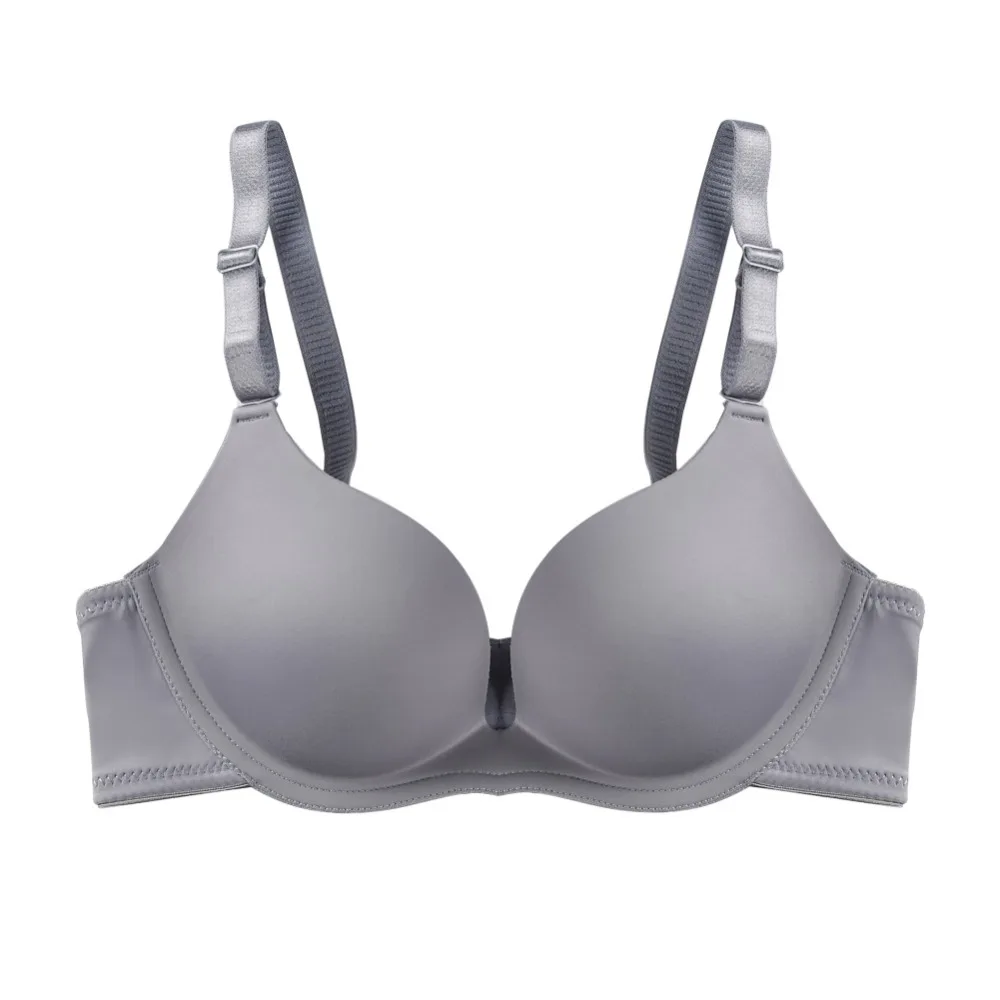 Sexy Solid Color Smooth One-piece Pad Gather Adjustment Type No Steel Ring Sweet Bra | Женская одежда