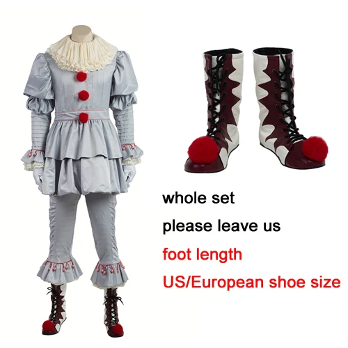 whole set Stephen King's It Pennywise, карнавальный костюм для взрослых мужчин и женщин, костюм клоуна на заказ, нарядный костюм на Хэллоуин, страшный костюм - Цвет: whole set
