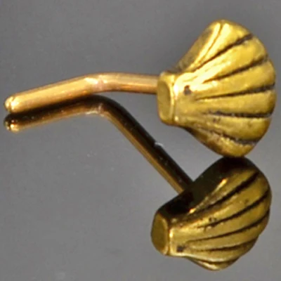 Gold Seashell BOG-1PC хирургическая стальная полумесяц Носовая кость кольцо точечное солнце ракушка L форма пирсинг носа кольцо 20 г - Окраска металла: Gold Seashell