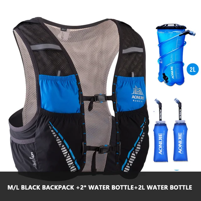 black ML set 2 AONIJIE C933 5L гидратация пакет рюкзак сумка Жилет Жгут водный Пузырь Пешие прогулки Кемпинг бег марафон гонки скалолазание - Цвет: black ML set 2