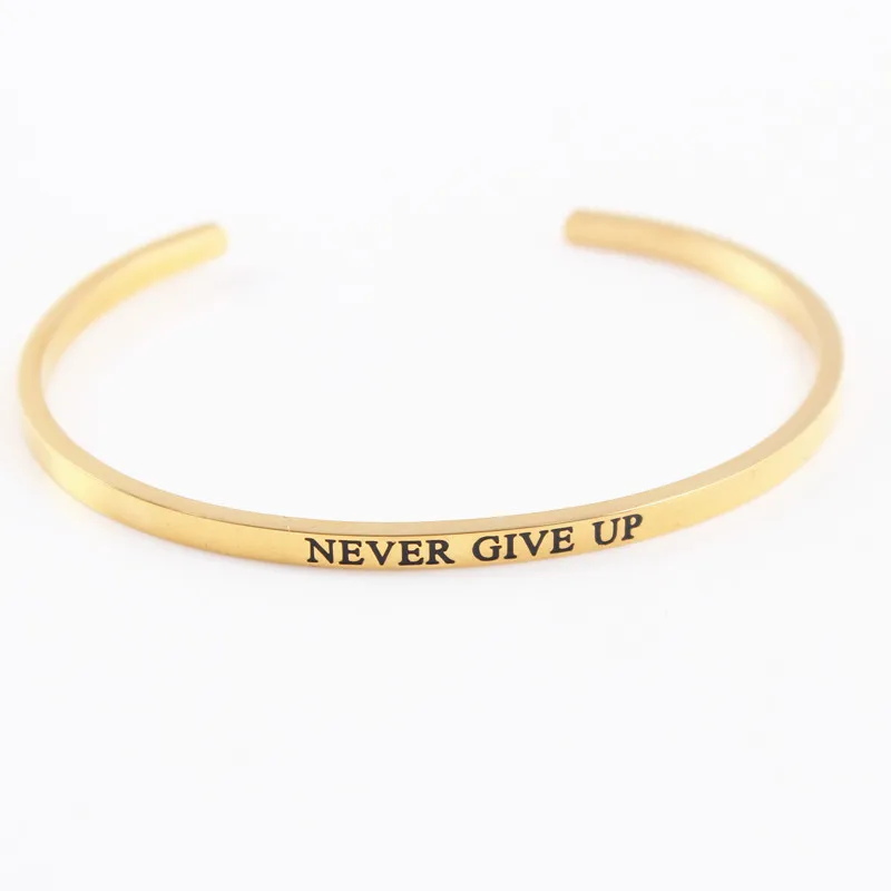 Personalized Custom Engrave Quotes Bangle Bar Cuff Bracelet Gold Color Bracelets For Women Bangles | Украшения и аксессуары