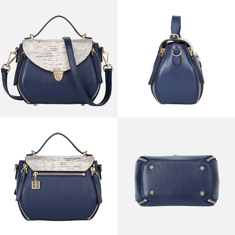 Винтаж клапаном замка сумки Разделение кожа Для женщин сумка моды Crossbody Высокое